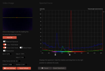 Online software for spectrometer